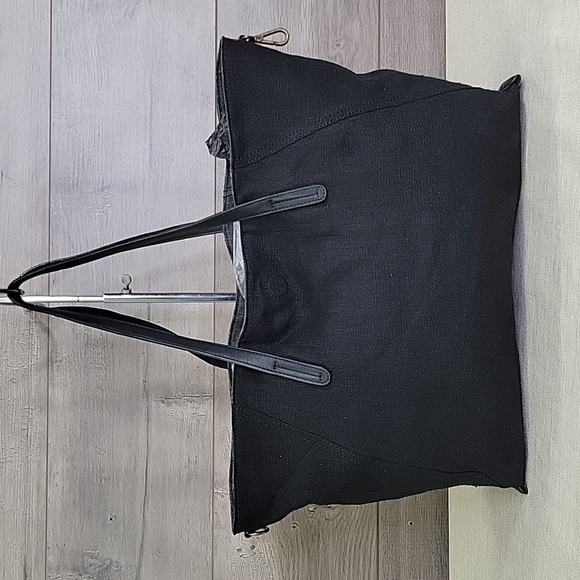 Free People Black Linen Tote Shoulder Bag - Picture 3 of 10